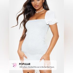 White puff sleeve square neck dress
